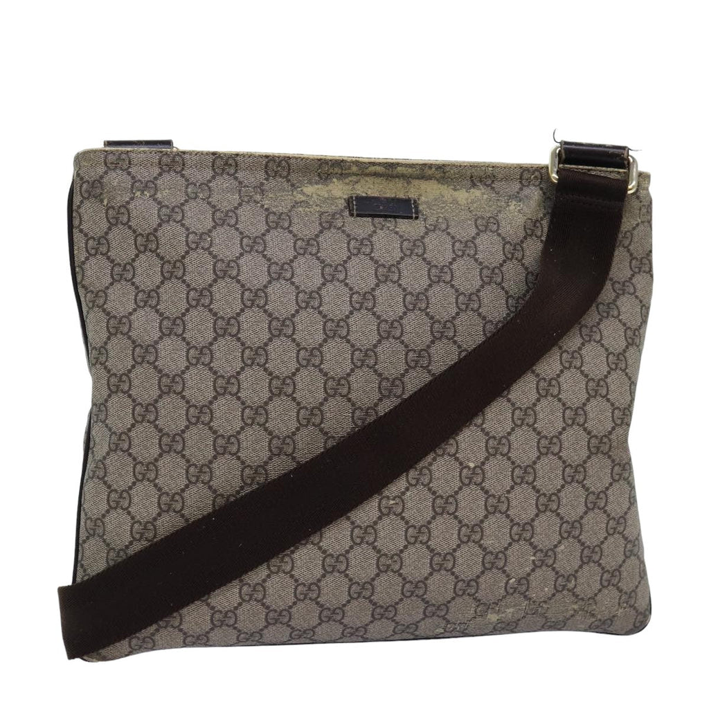 GUCCI GG Supreme Shoulder Bag PVC Leather Beige 201446 77399