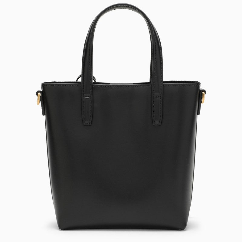 Saint Laurent Black Leather Mini Shopping Bag In Box Women