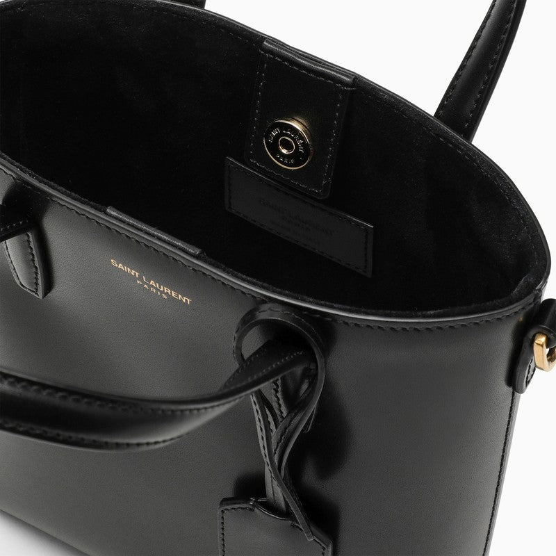 Saint Laurent Black Leather Mini Shopping Bag In Box Women