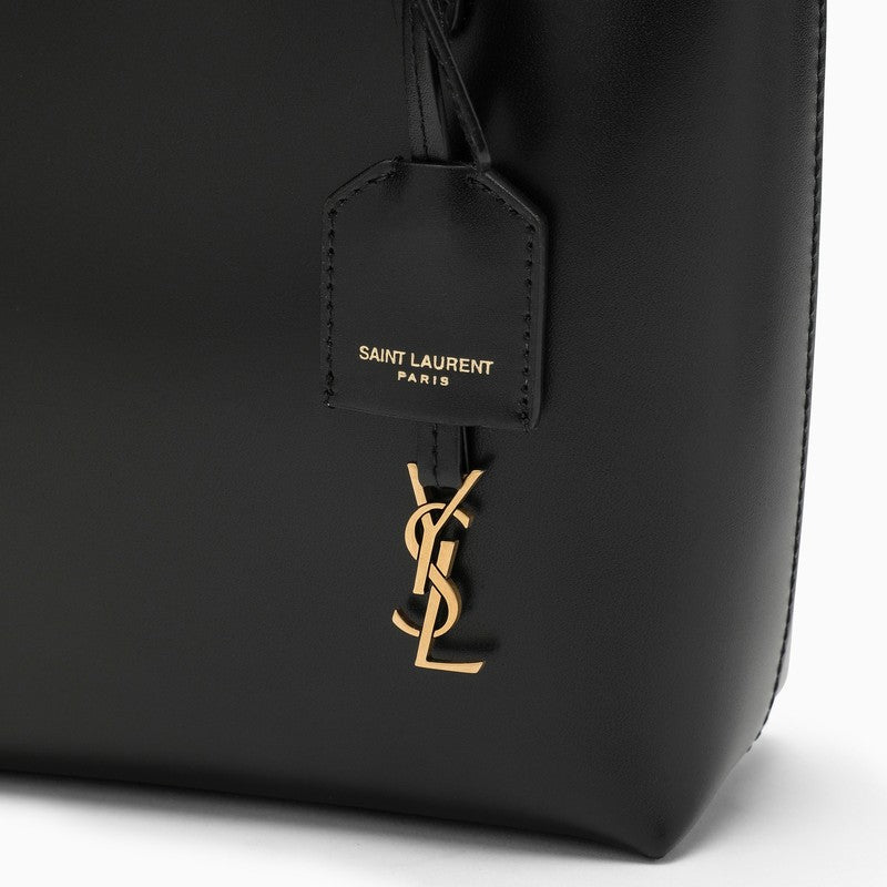 Saint Laurent Black Leather Mini Shopping Bag In Box Women