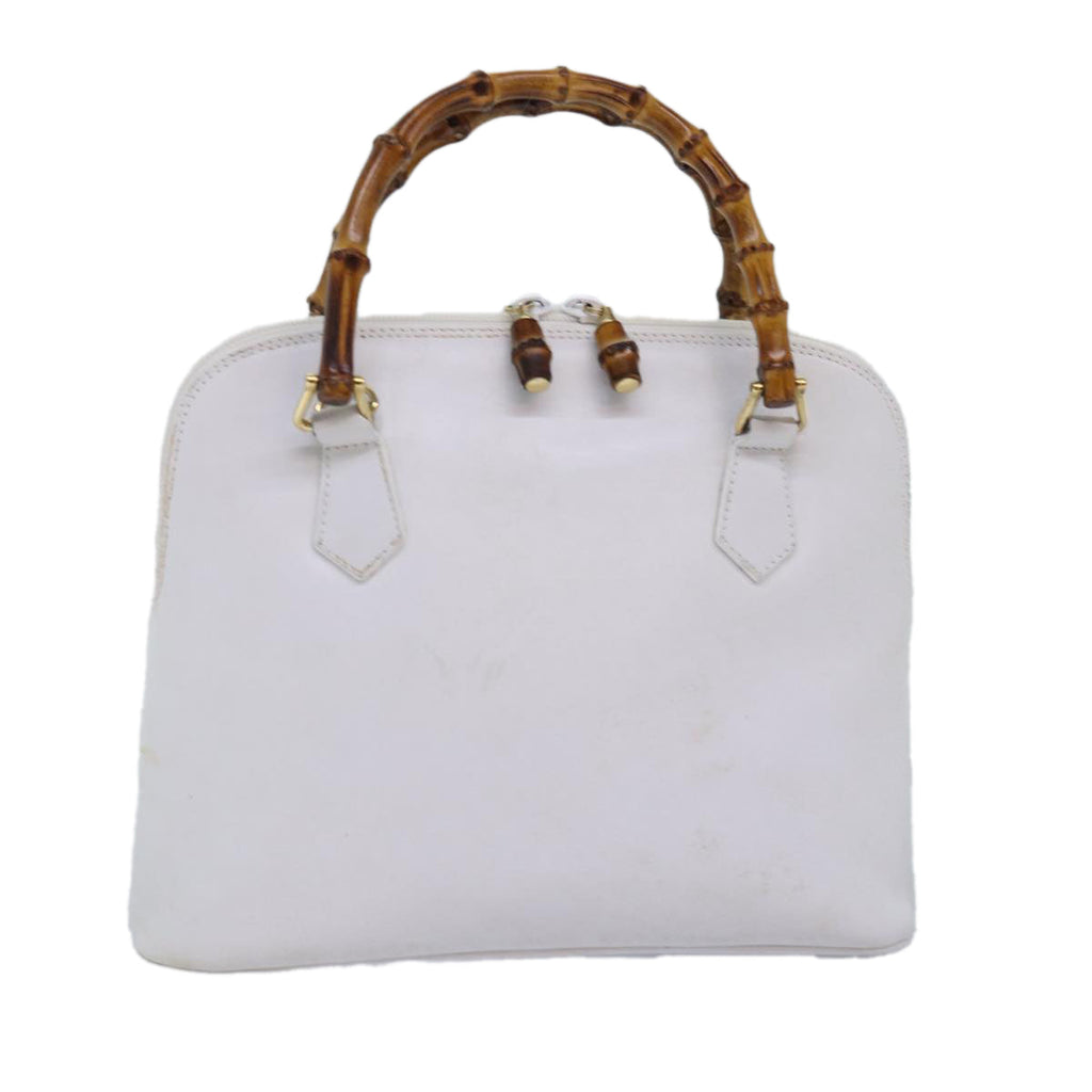 GUCCI Bamboo Hand Bag Outlet Leather White 000 1046 0290 77455
