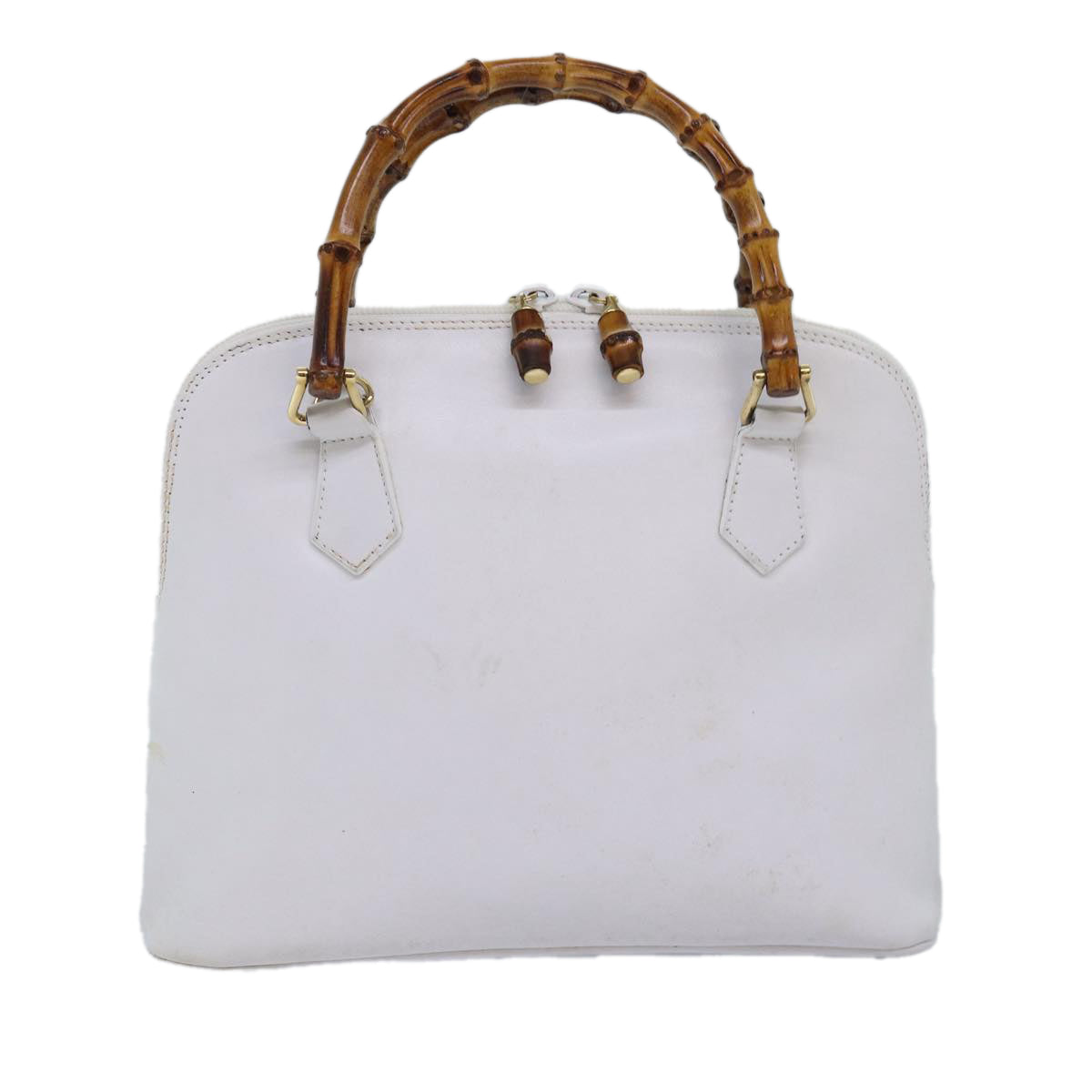 GUCCI Bamboo Hand Bag Outlet Leather White 000 1046 0290 77455