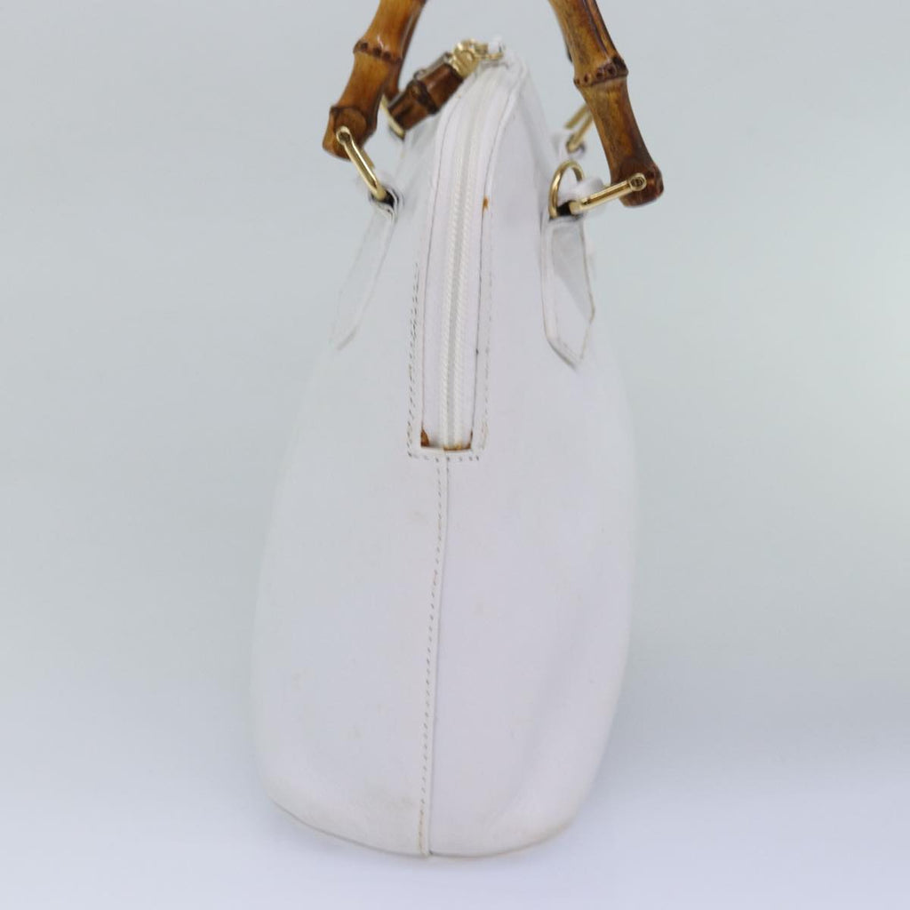 GUCCI Bamboo Hand Bag Outlet Leather White 000 1046 0290 77455