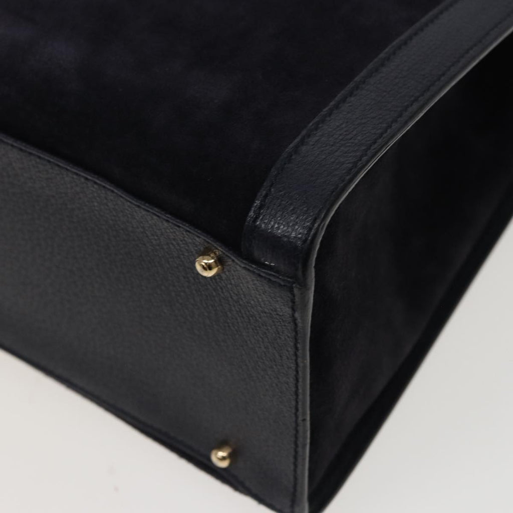 GUCCI Bamboo Tote Bag Suede Navy 002 0260 2615 77479