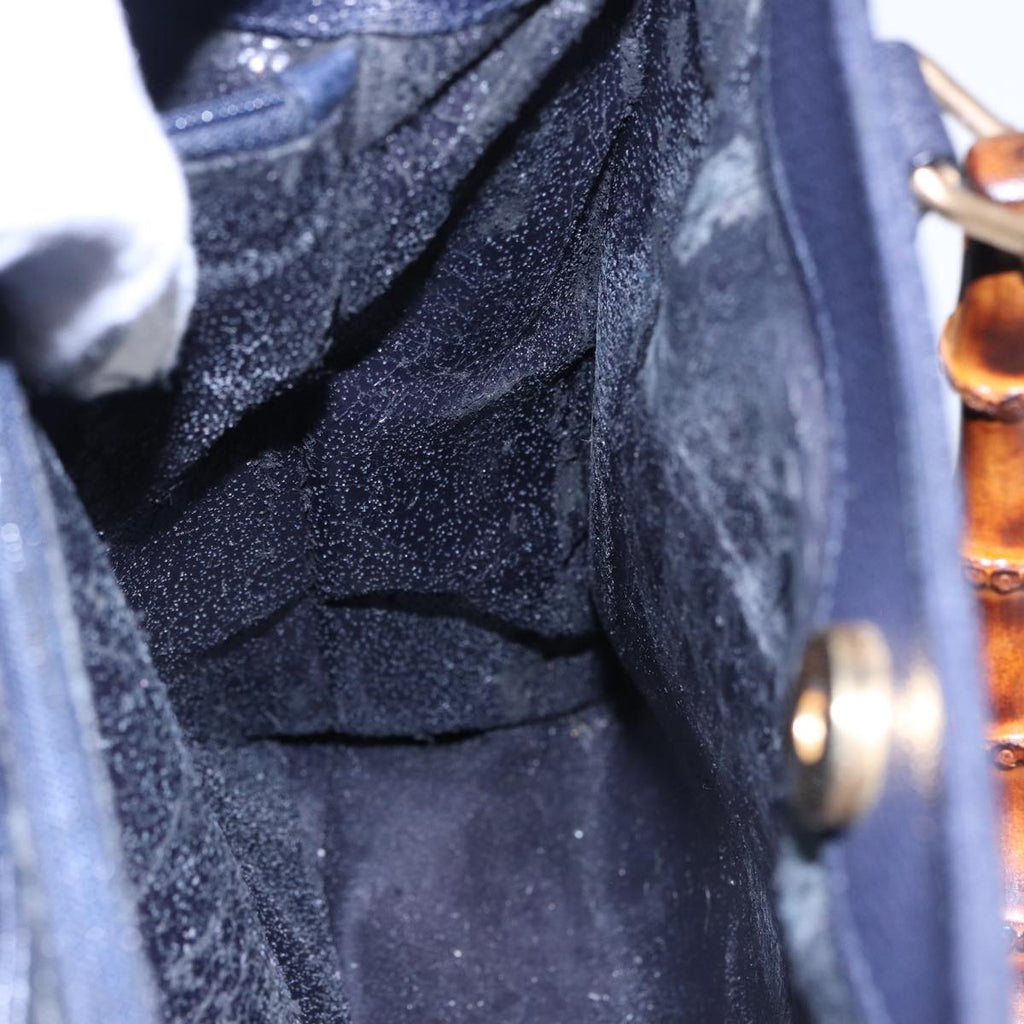 GUCCI Bamboo Tote Bag Suede Navy 002 0260 2615 77479
