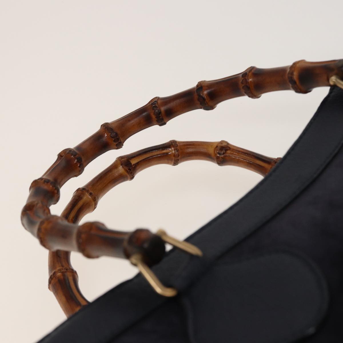 GUCCI Bamboo Tote Bag Suede Navy 002 0260 2615 77479