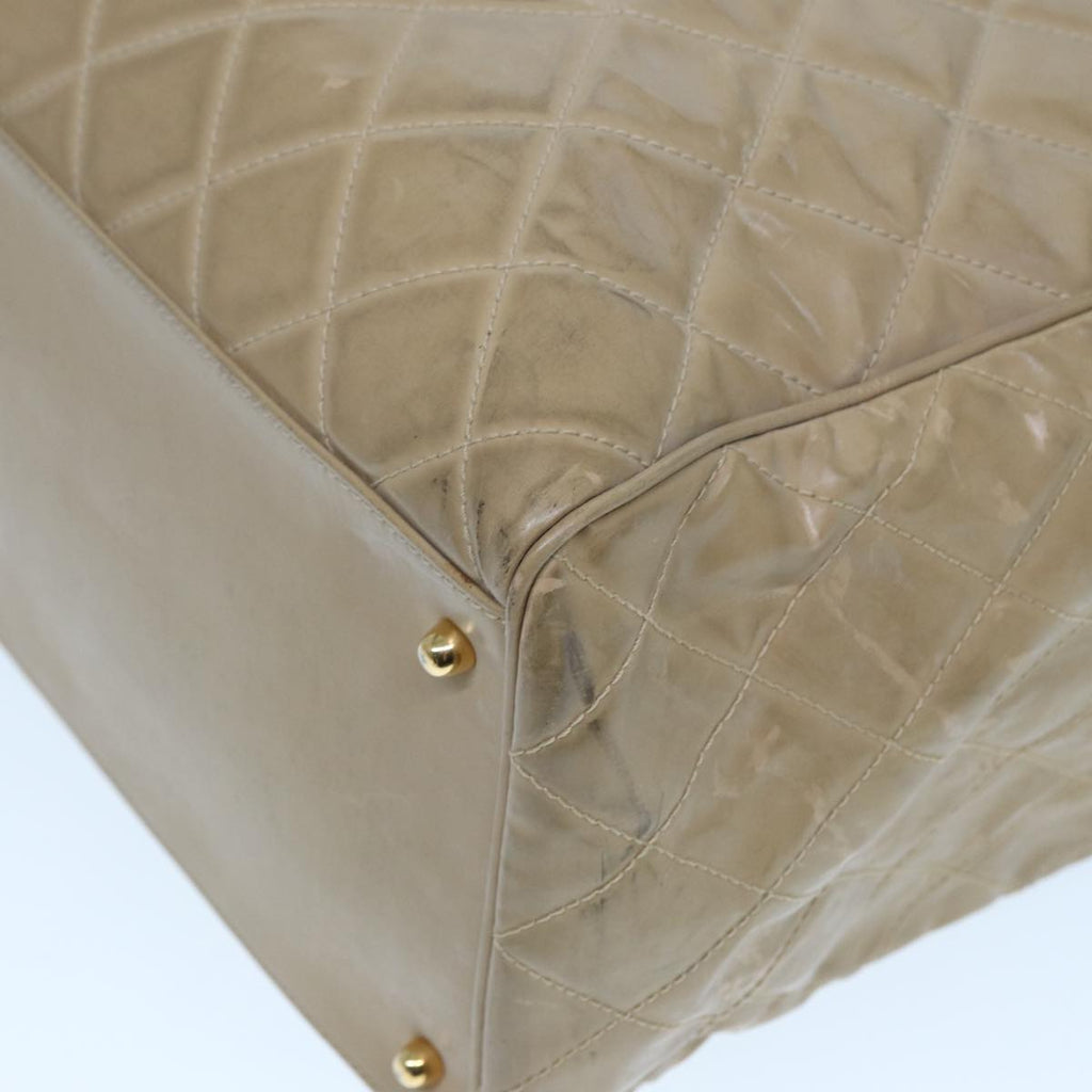 CHANEL Super Model bag Chain Turn Lock Bag Patent leather Beige CC 77488