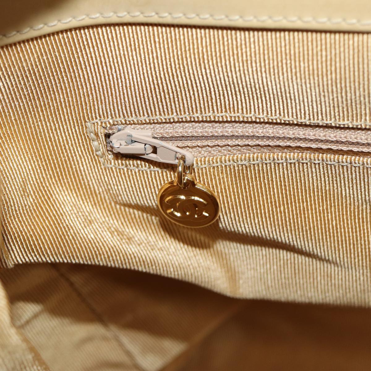 CHANEL Super Model bag Chain Turn Lock Bag Patent leather Beige CC 77488