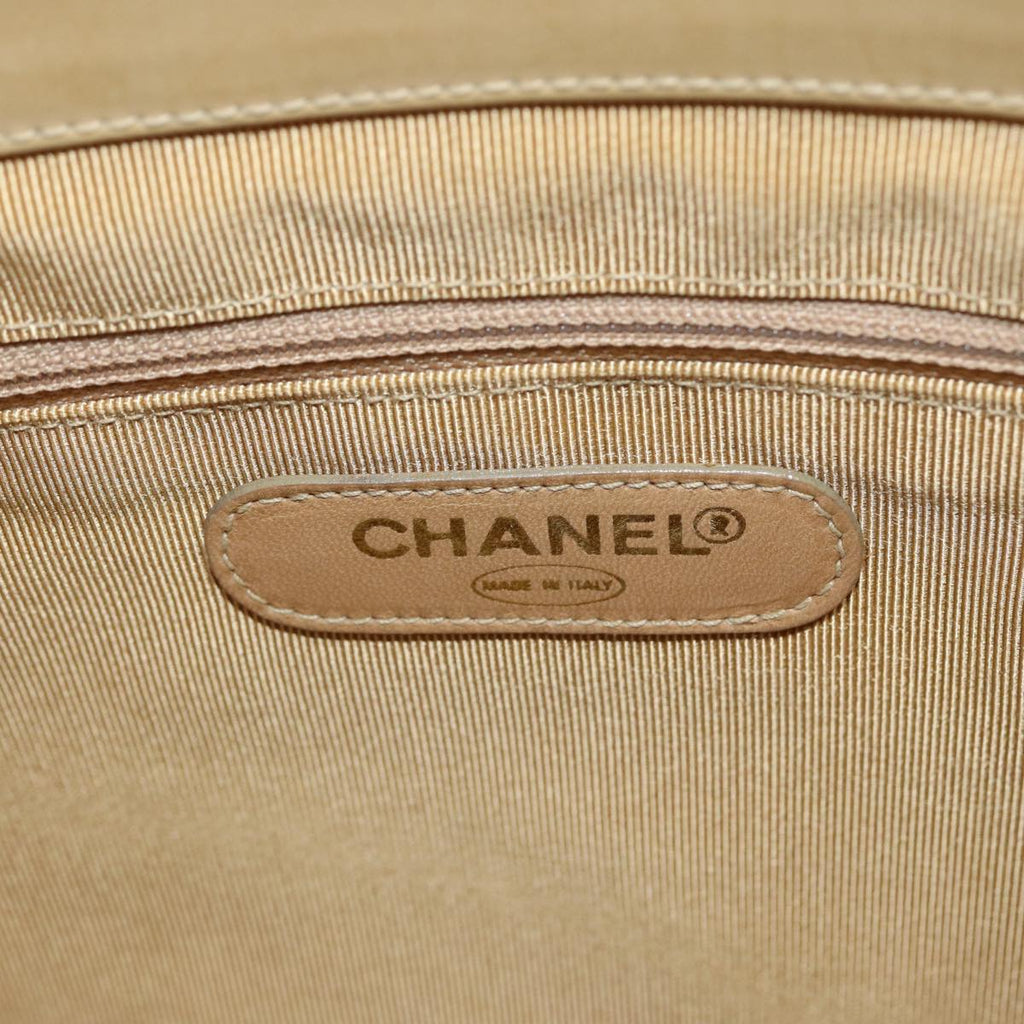 CHANEL Super Model bag Chain Turn Lock Bag Patent leather Beige CC 77488