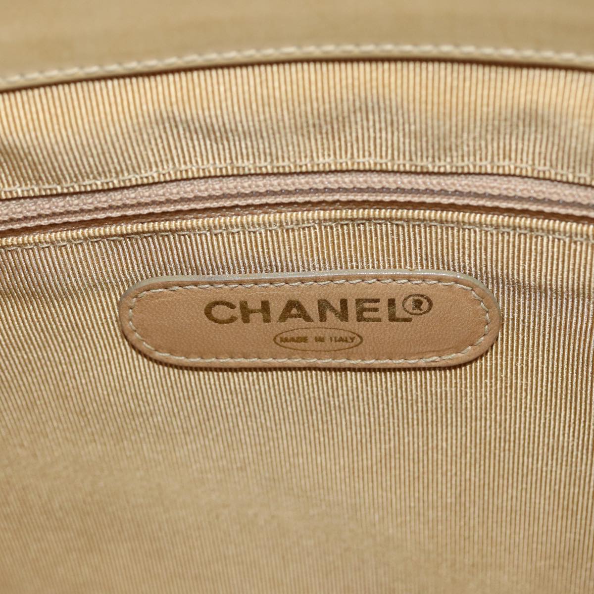 CHANEL Super Model bag Chain Turn Lock Bag Patent leather Beige CC 77488