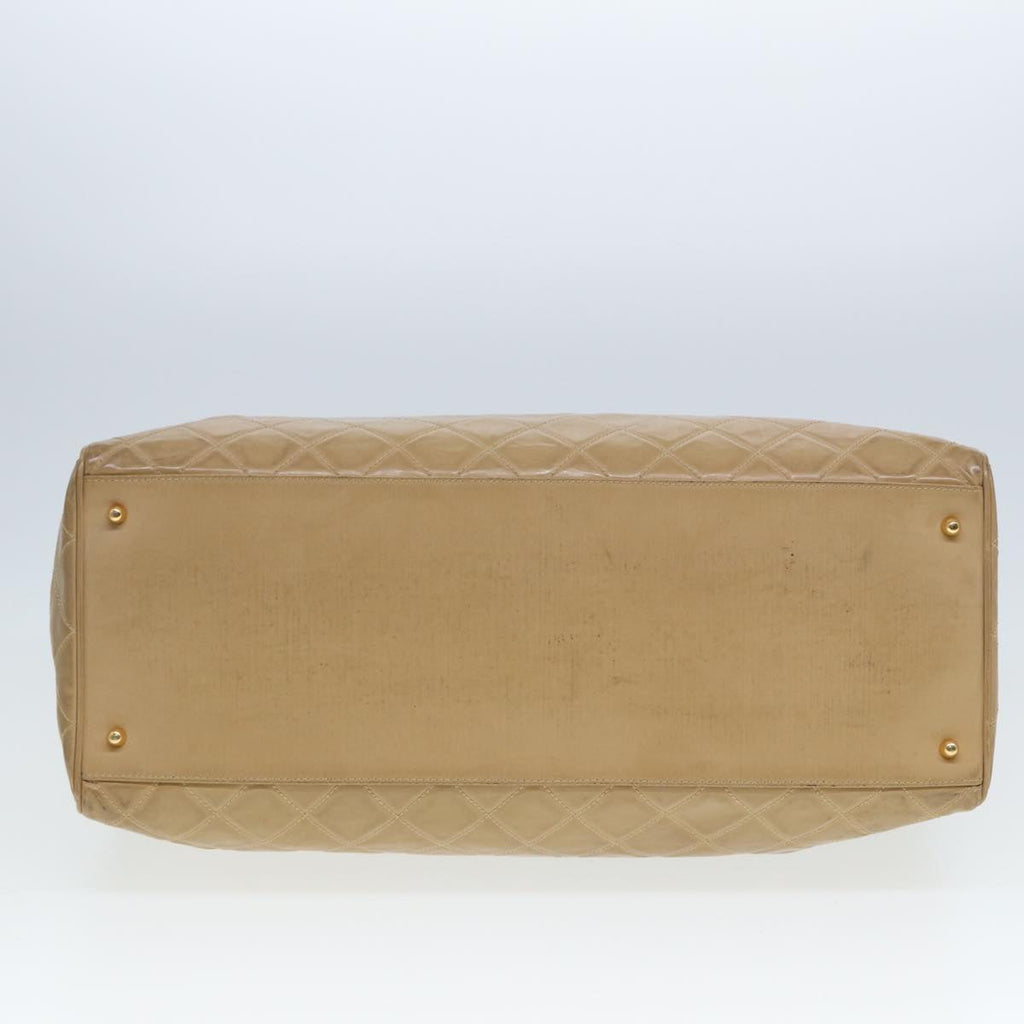 CHANEL Super Model bag Chain Turn Lock Bag Patent leather Beige CC 77488