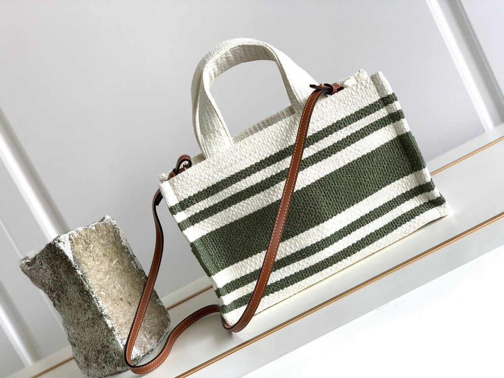 GLAMI Striped Small Triomphe Cabas Thais Nature Green For Women 11.4in/29cm