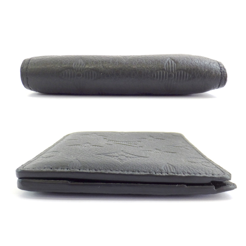 Louis Vuitton Portefolio Multiple Double Fold Wallet Black Monogram Leather Compact Wallet Mens