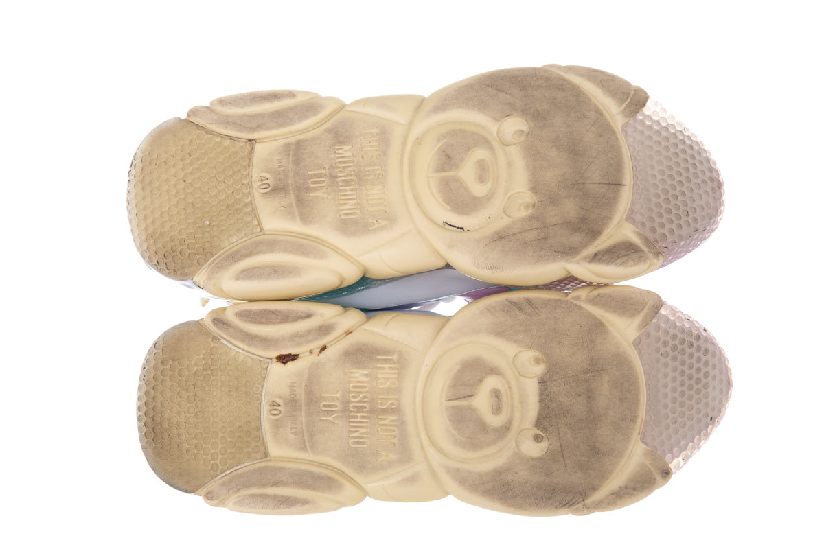 Moschino Multicolored Logo-Strap Teddy-Sole Sneakers SZ 40
