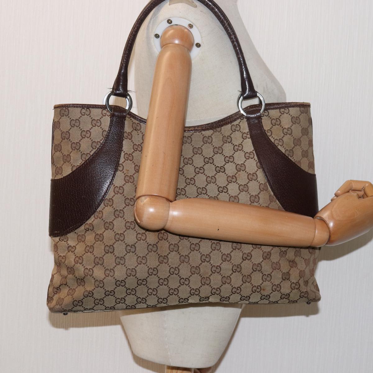 GUCCI GG Canvas Tote Bag Beige 113016 77660