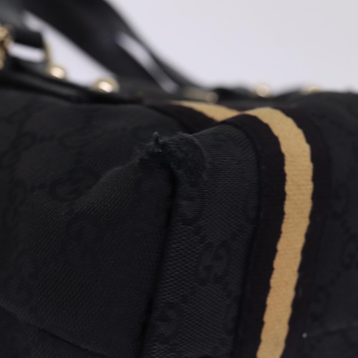 GUCCI GG Canvas Sherry Line Tote Bag Black White 139261 77661