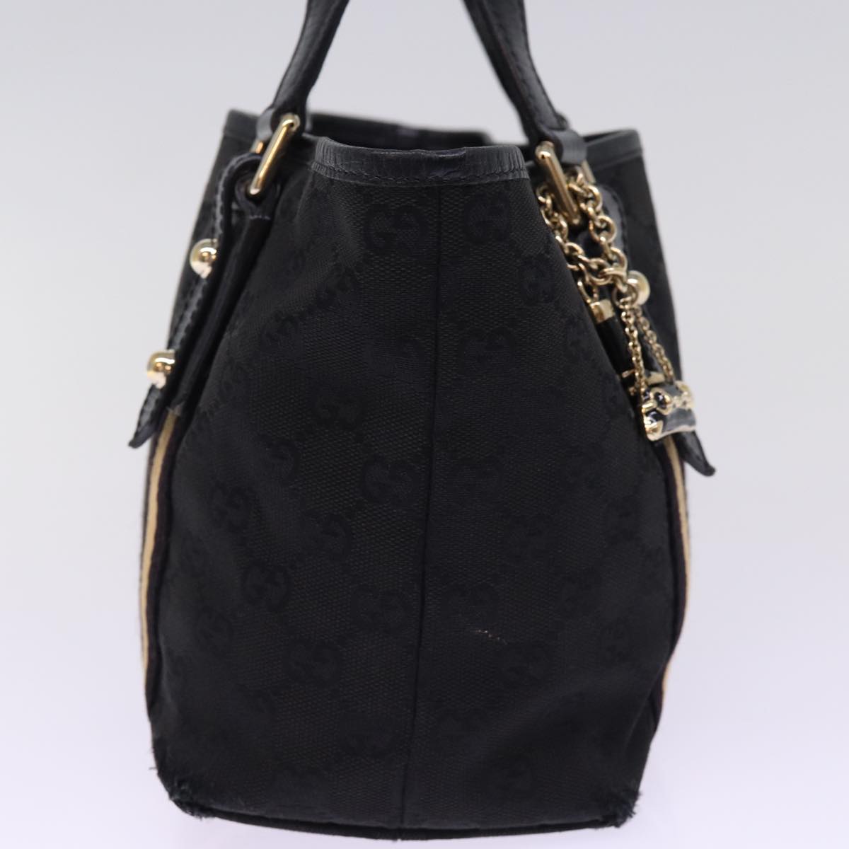 GUCCI GG Canvas Sherry Line Tote Bag Black White 139261 77661