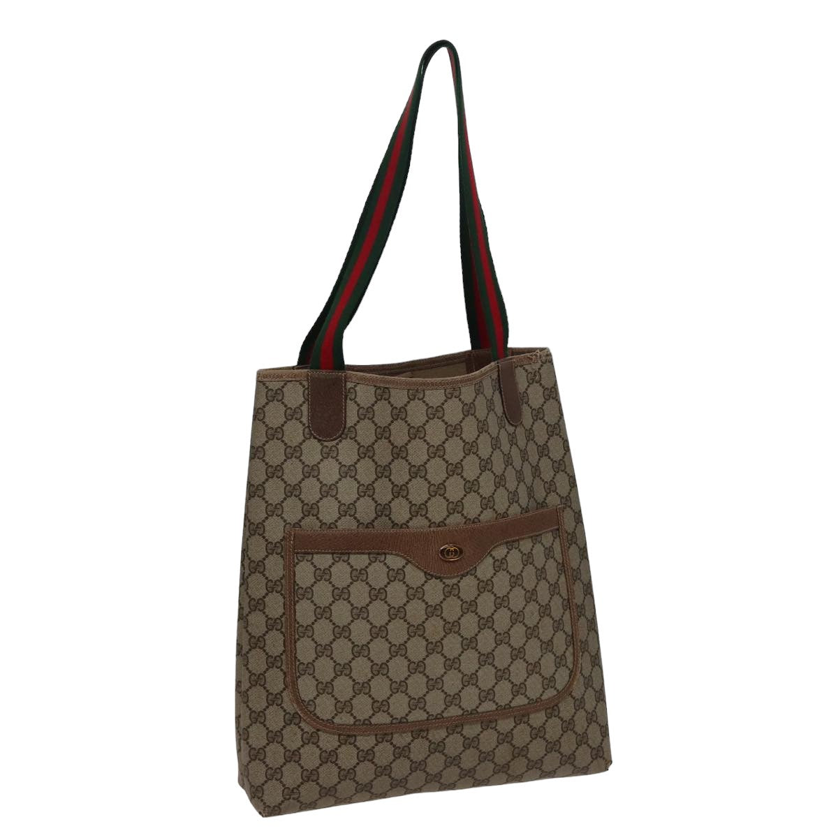 GUCCI GG Supreme Web Sherry Line Tote Bag PVC Beige Red 39 02 003 77664
