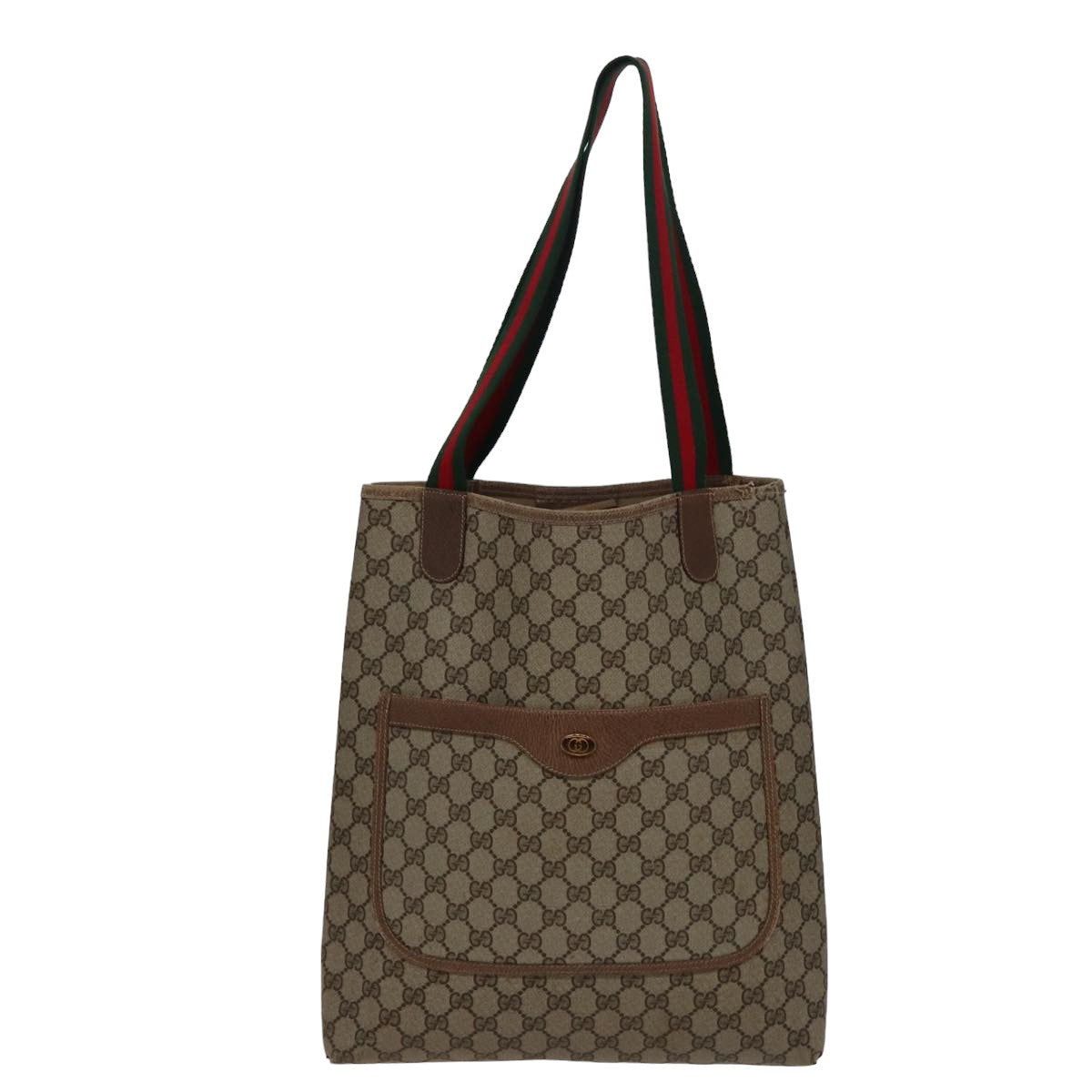 GUCCI GG Supreme Web Sherry Line Tote Bag PVC Beige Red 39 02 003 77664