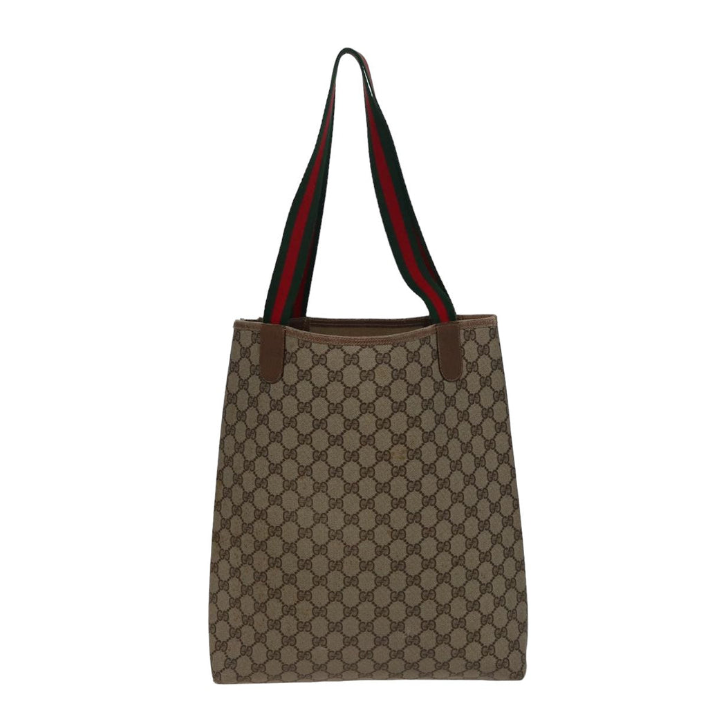 GUCCI GG Supreme Web Sherry Line Tote Bag PVC Beige Red 39 02 003 77664