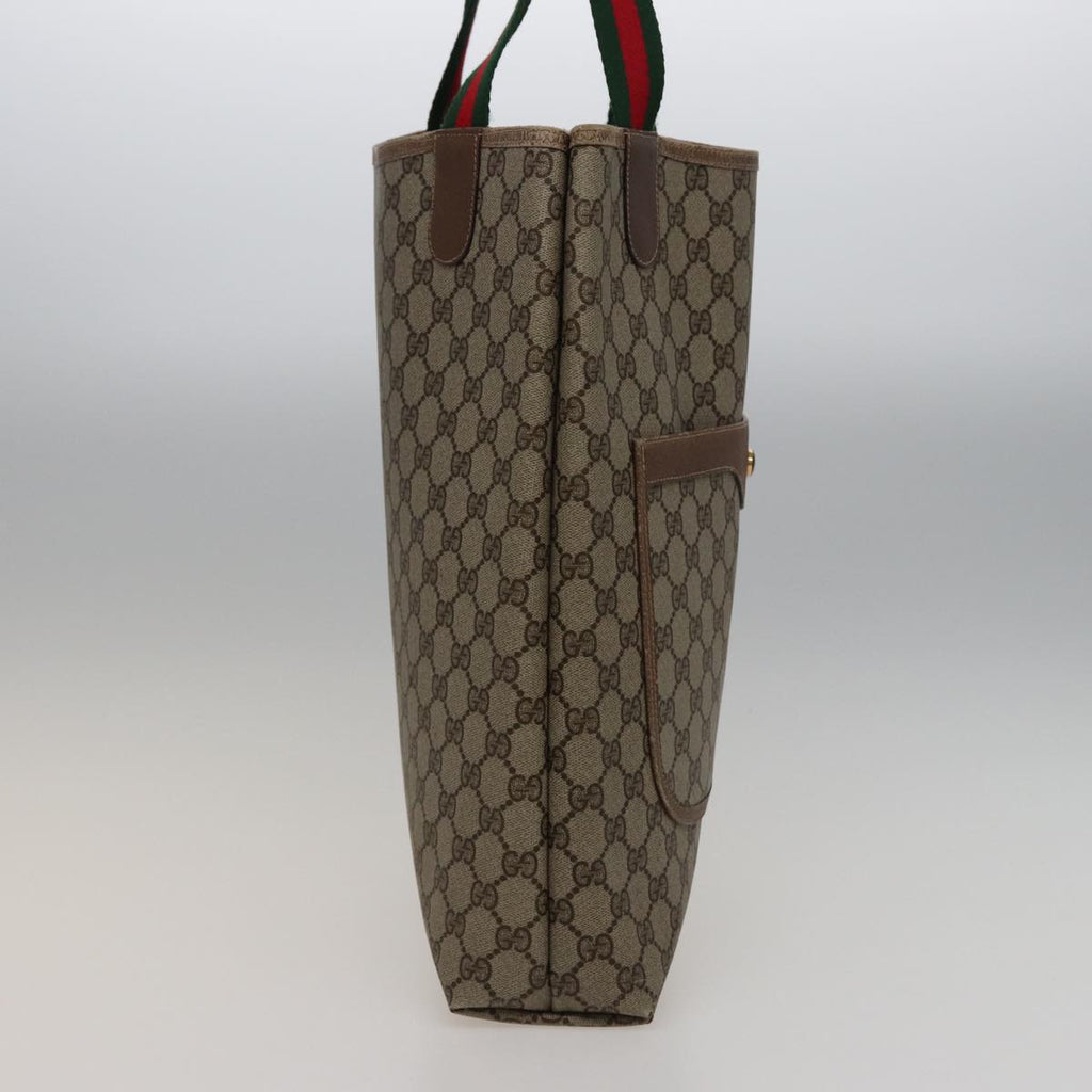 GUCCI GG Supreme Web Sherry Line Tote Bag PVC Beige Red 39 02 003 77664