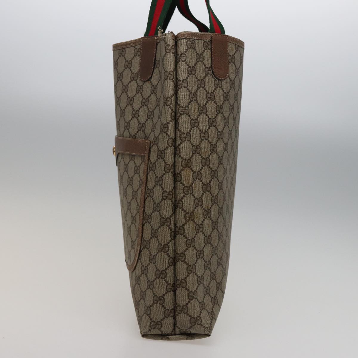 GUCCI GG Supreme Web Sherry Line Tote Bag PVC Beige Red 39 02 003 77664