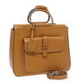 GUCCI Hand Bag Leather 2way Beige 77667