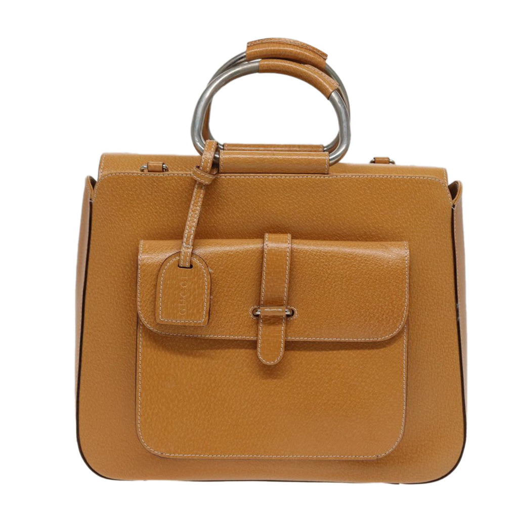GUCCI Hand Bag Leather 2way Beige 77667