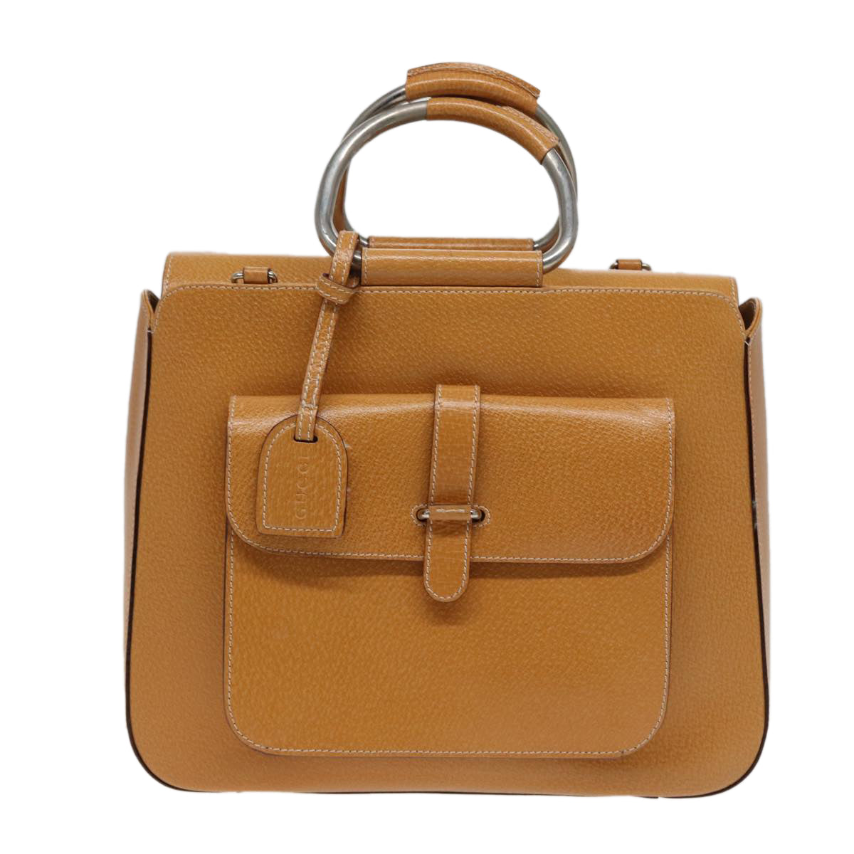 GUCCI Hand Bag Leather 2way Beige 77667