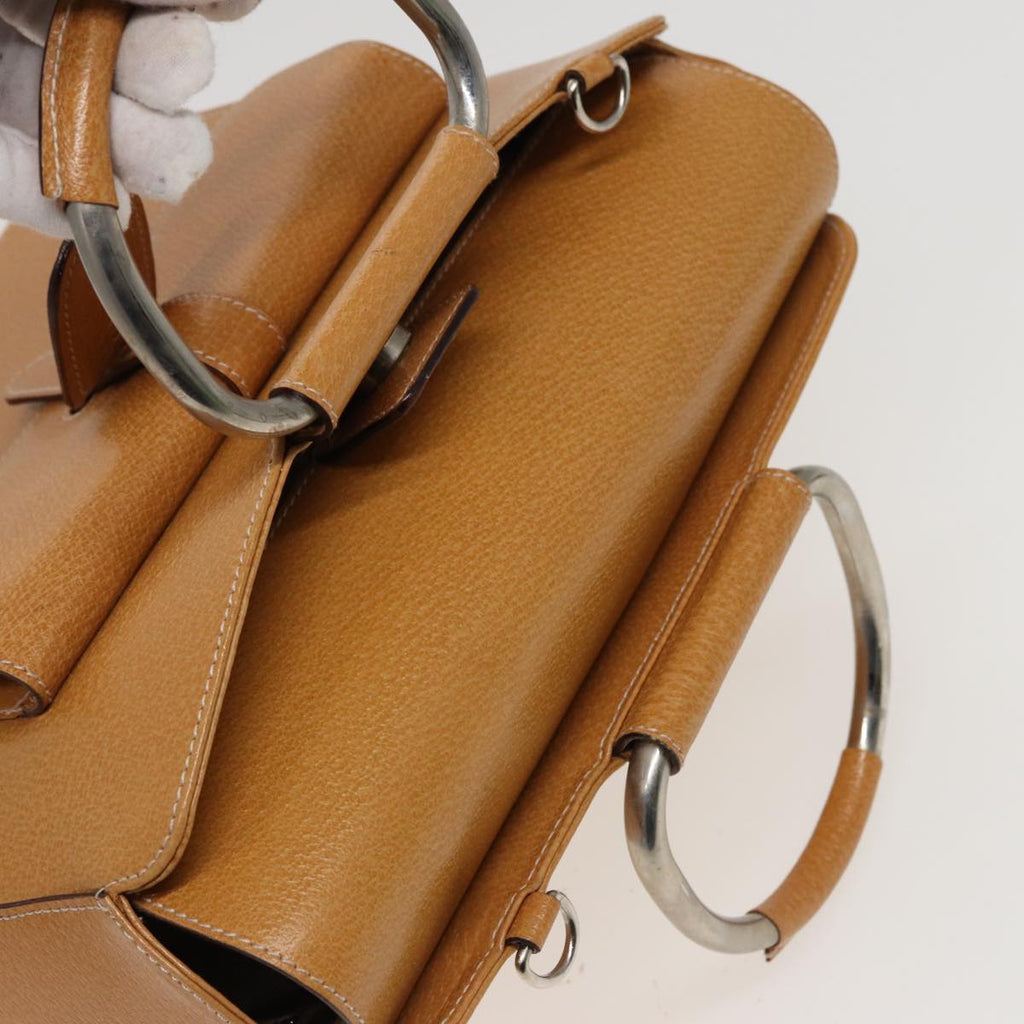 GUCCI Hand Bag Leather 2way Beige 77667