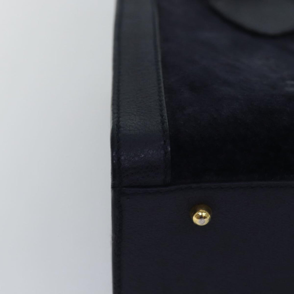 GUCCI Bamboo Hand Bag Suede Navy 77669