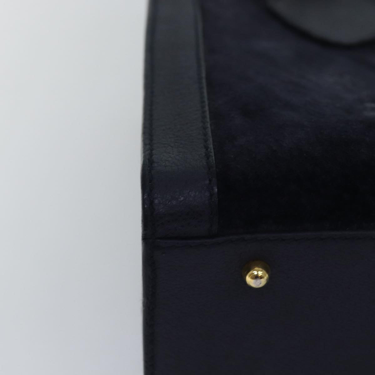 GUCCI Bamboo Hand Bag Suede Navy 77669