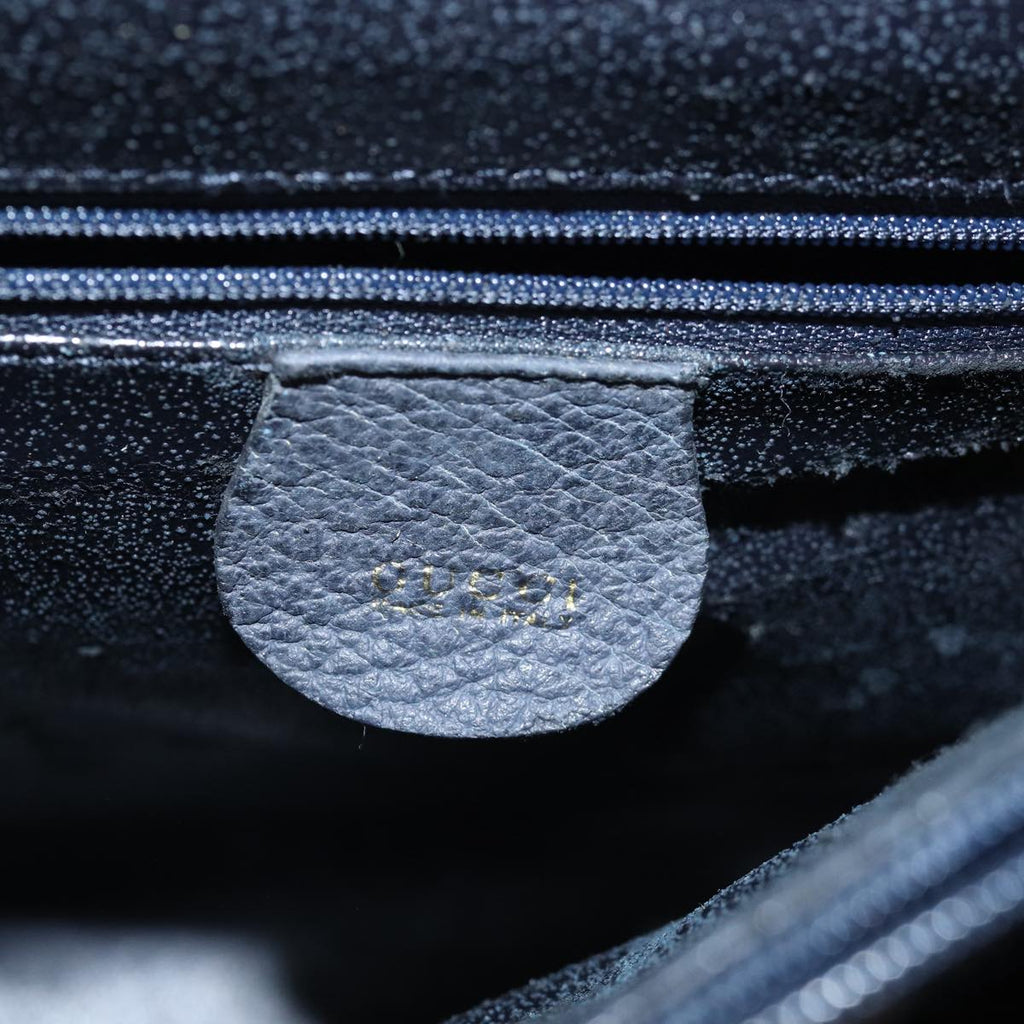 GUCCI Bamboo Hand Bag Suede Navy 77669