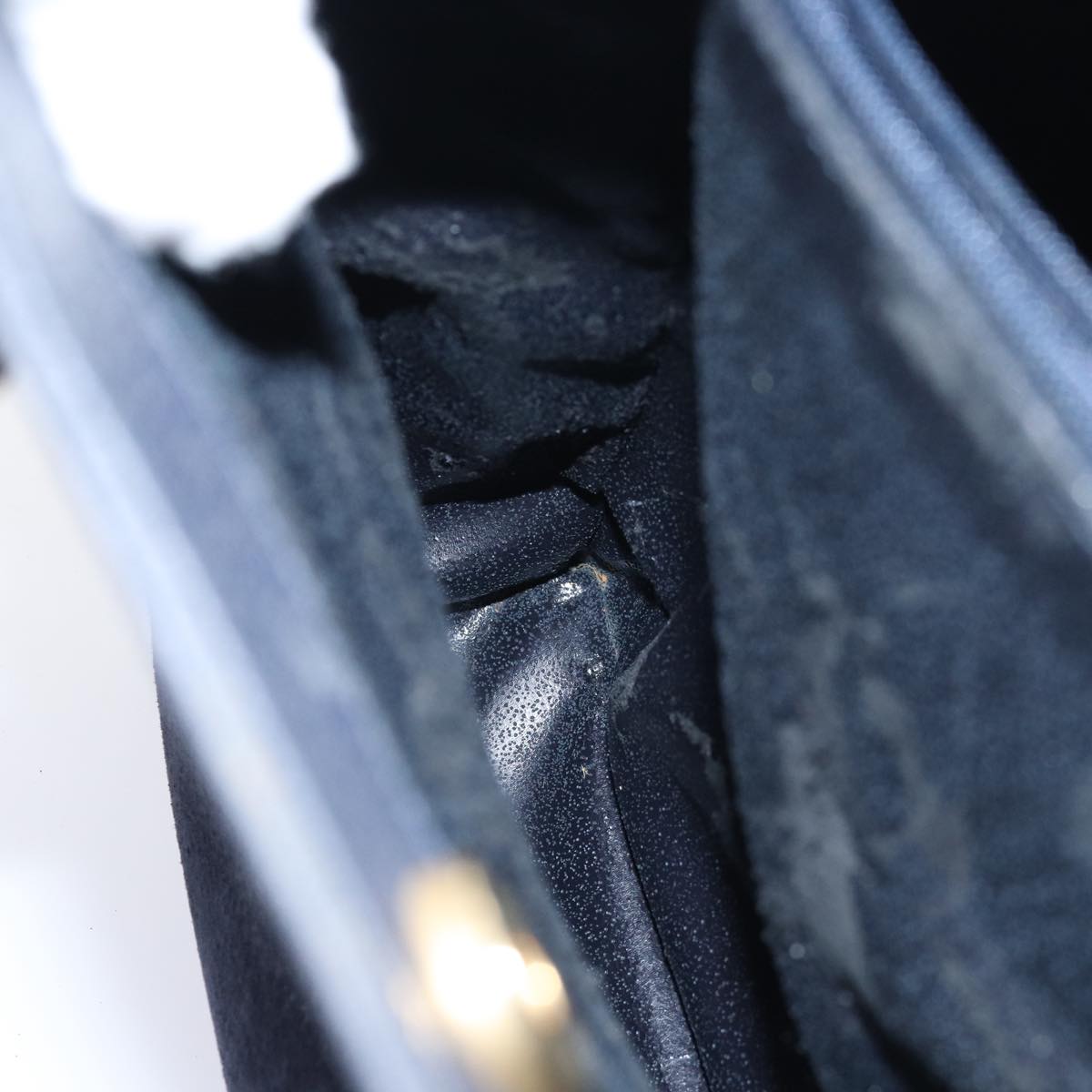 GUCCI Bamboo Hand Bag Suede Navy 77669