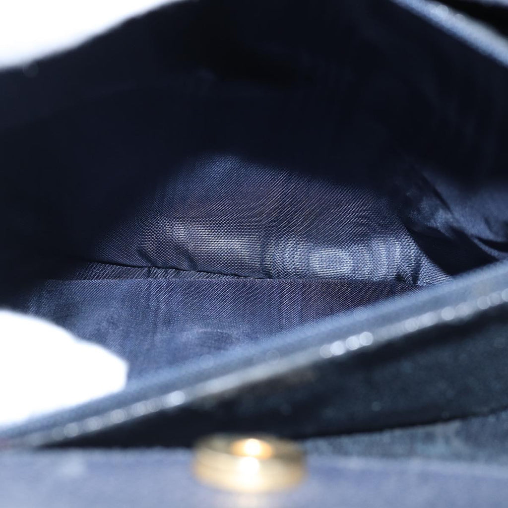 GUCCI Bamboo Hand Bag Suede Navy 77669