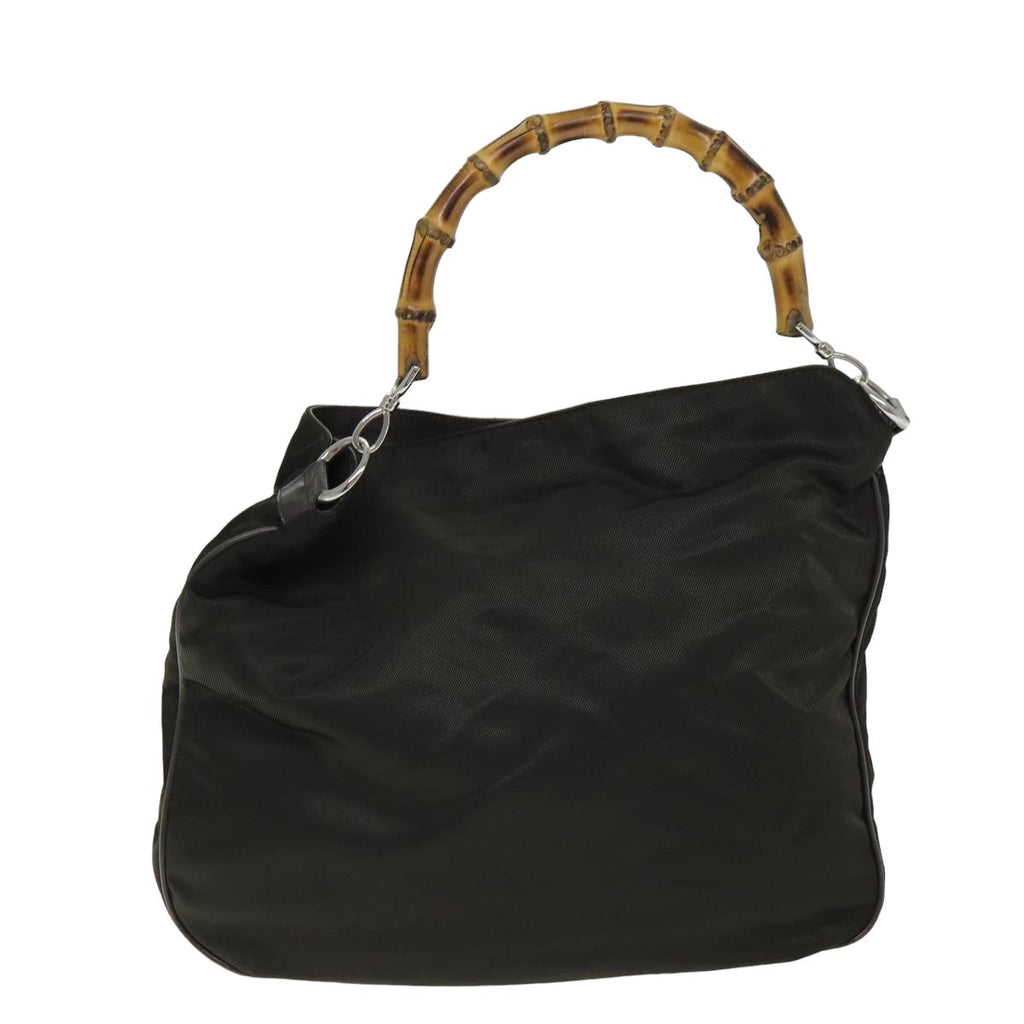 GUCCI Bamboo Shoulder Bag Nylon 2way Khaki 001 2404 1577 77677
