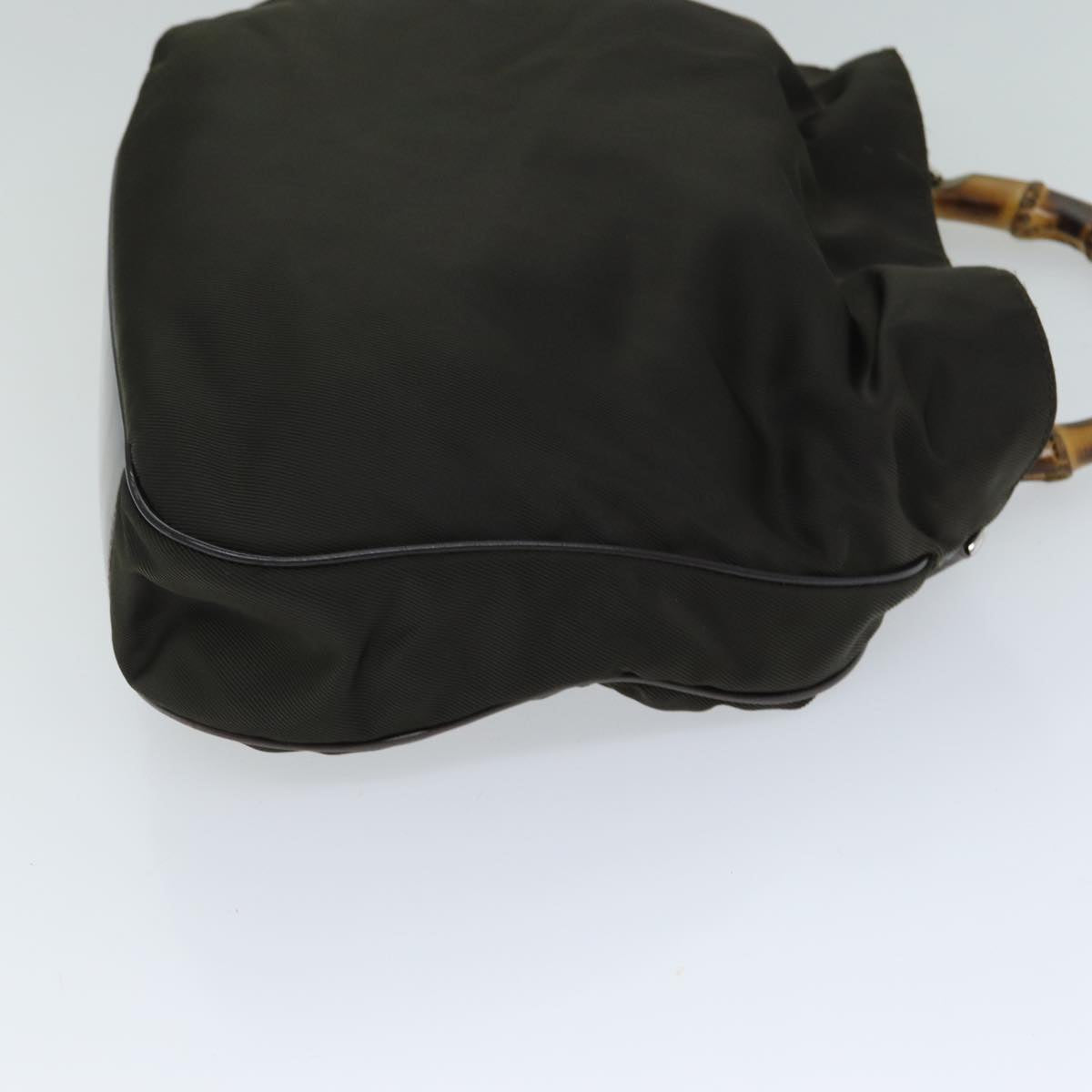GUCCI Bamboo Shoulder Bag Nylon 2way Khaki 001 2404 1577 77677
