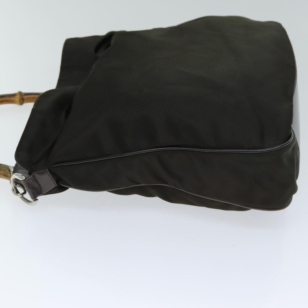 GUCCI Bamboo Shoulder Bag Nylon 2way Khaki 001 2404 1577 77677