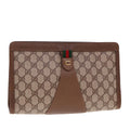 GUCCI GG Supreme Web Sherry Line Clutch Bag PVC Beige Red 89 01 033 77681