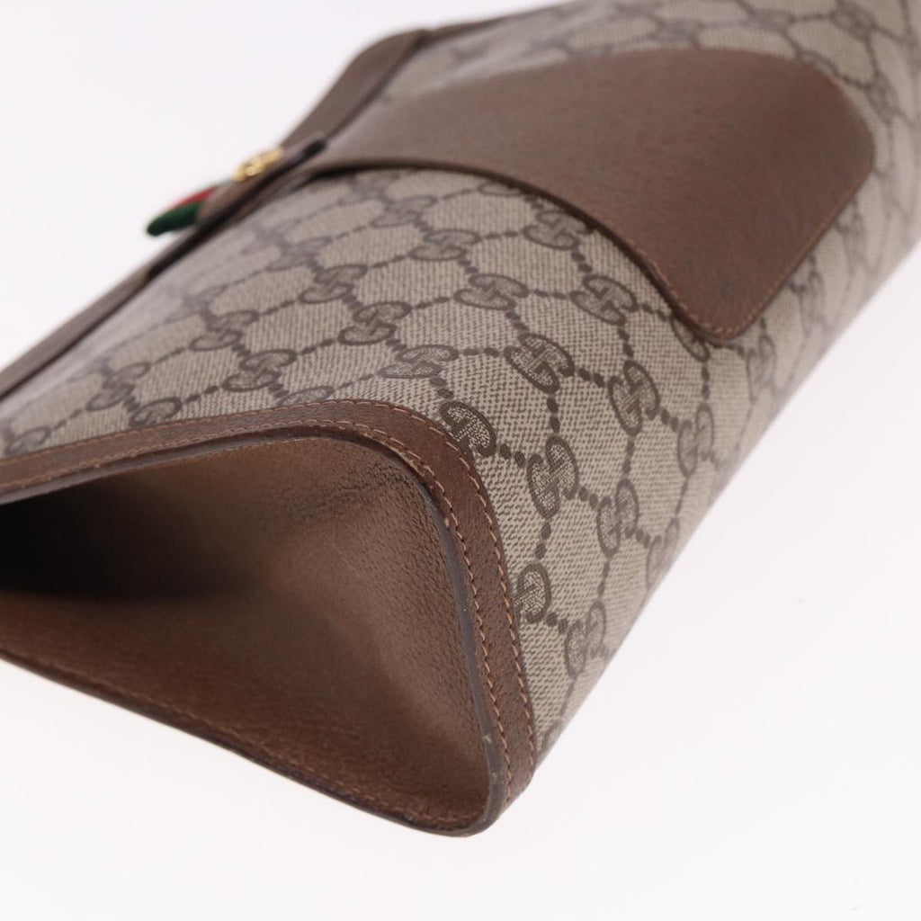 GUCCI GG Supreme Web Sherry Line Clutch Bag PVC Beige Red 89 01 033 77681