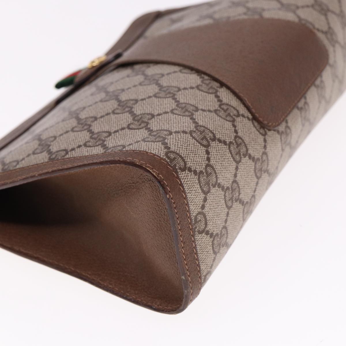 GUCCI GG Supreme Web Sherry Line Clutch Bag PVC Beige Red 89 01 033 77681
