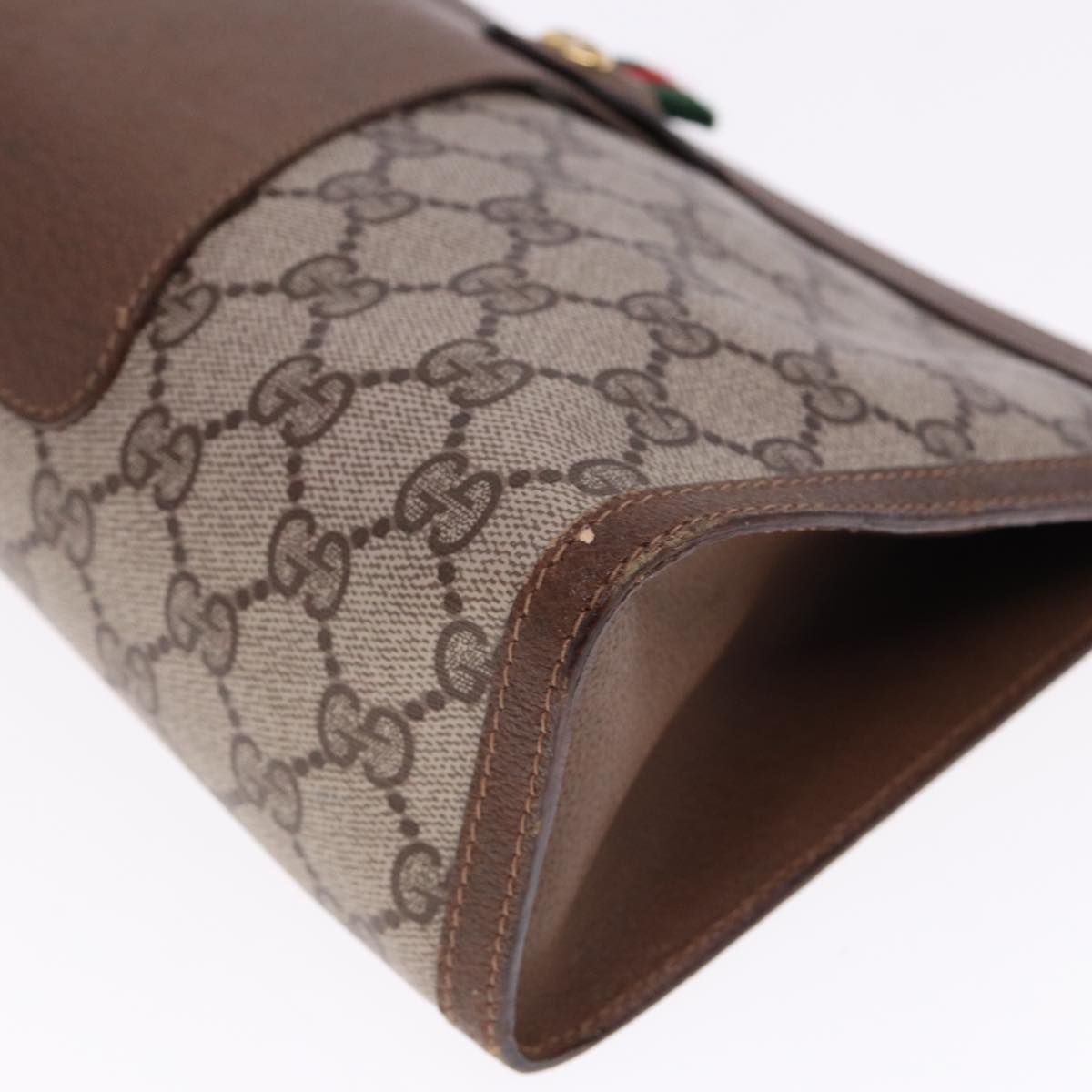 GUCCI GG Supreme Web Sherry Line Clutch Bag PVC Beige Red 89 01 033 77681