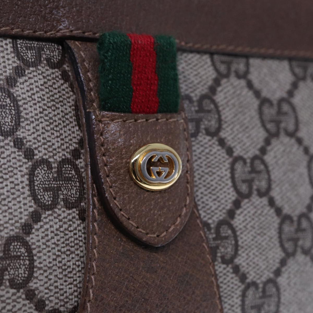 GUCCI GG Supreme Web Sherry Line Clutch Bag PVC Beige Red 89 01 033 77681