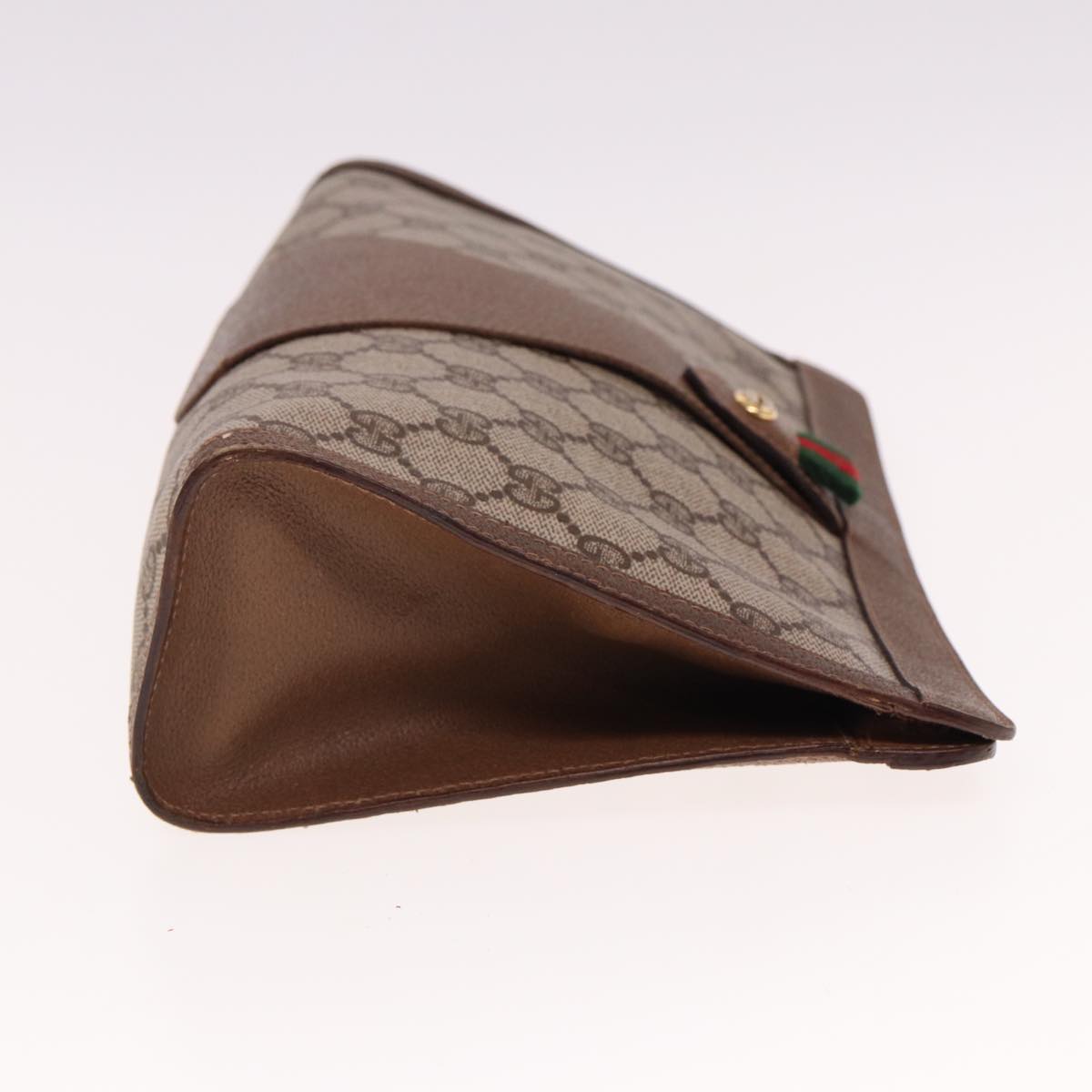 GUCCI GG Supreme Web Sherry Line Clutch Bag PVC Beige Red 89 01 033 77681