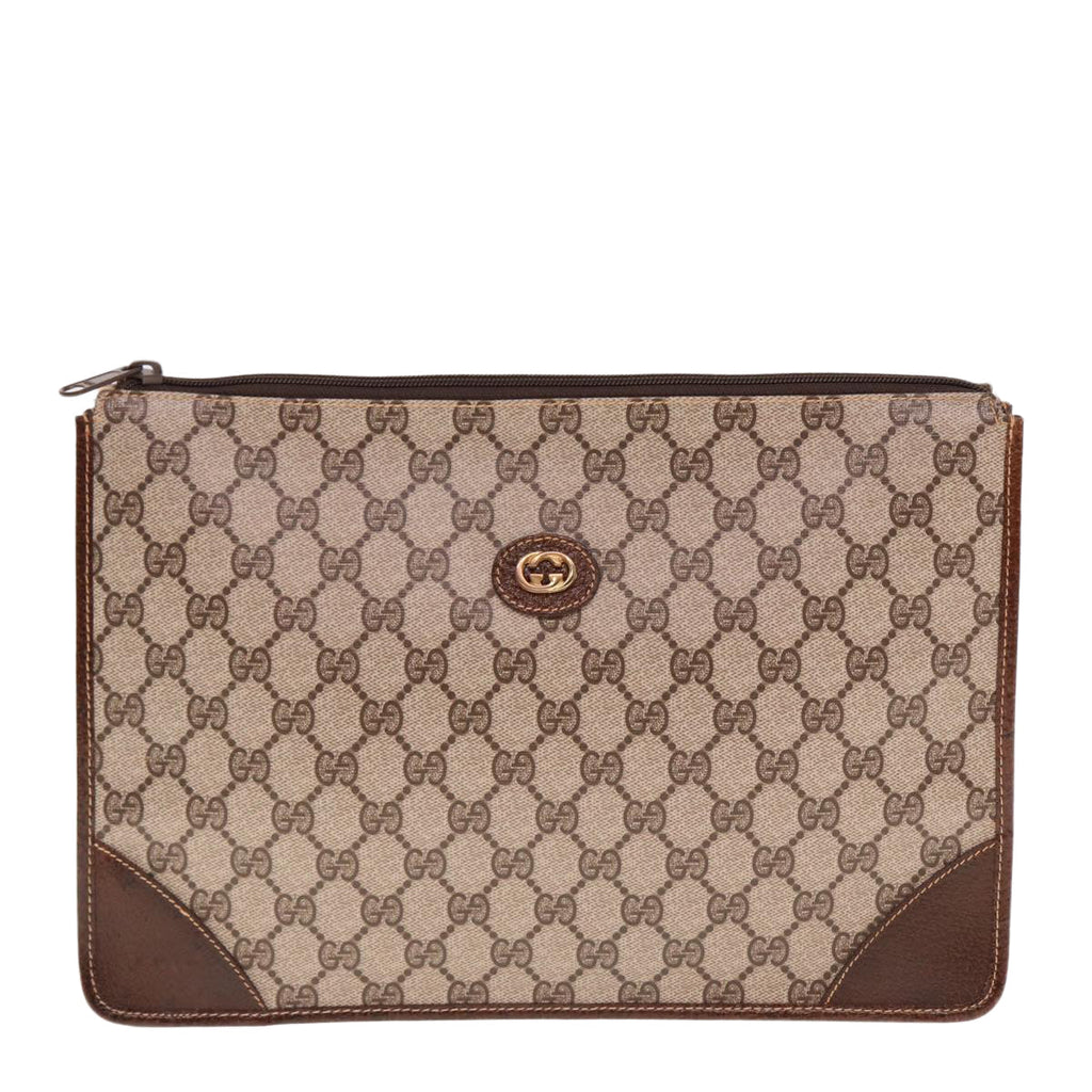 GUCCI GG Supreme Clutch Bag PVC Beige 40 01 029 77682