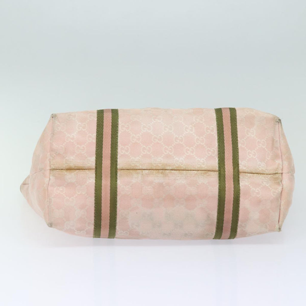 GUCCI GG Canvas Sherry Line Tote Bag Khaki Pink 139260 77690