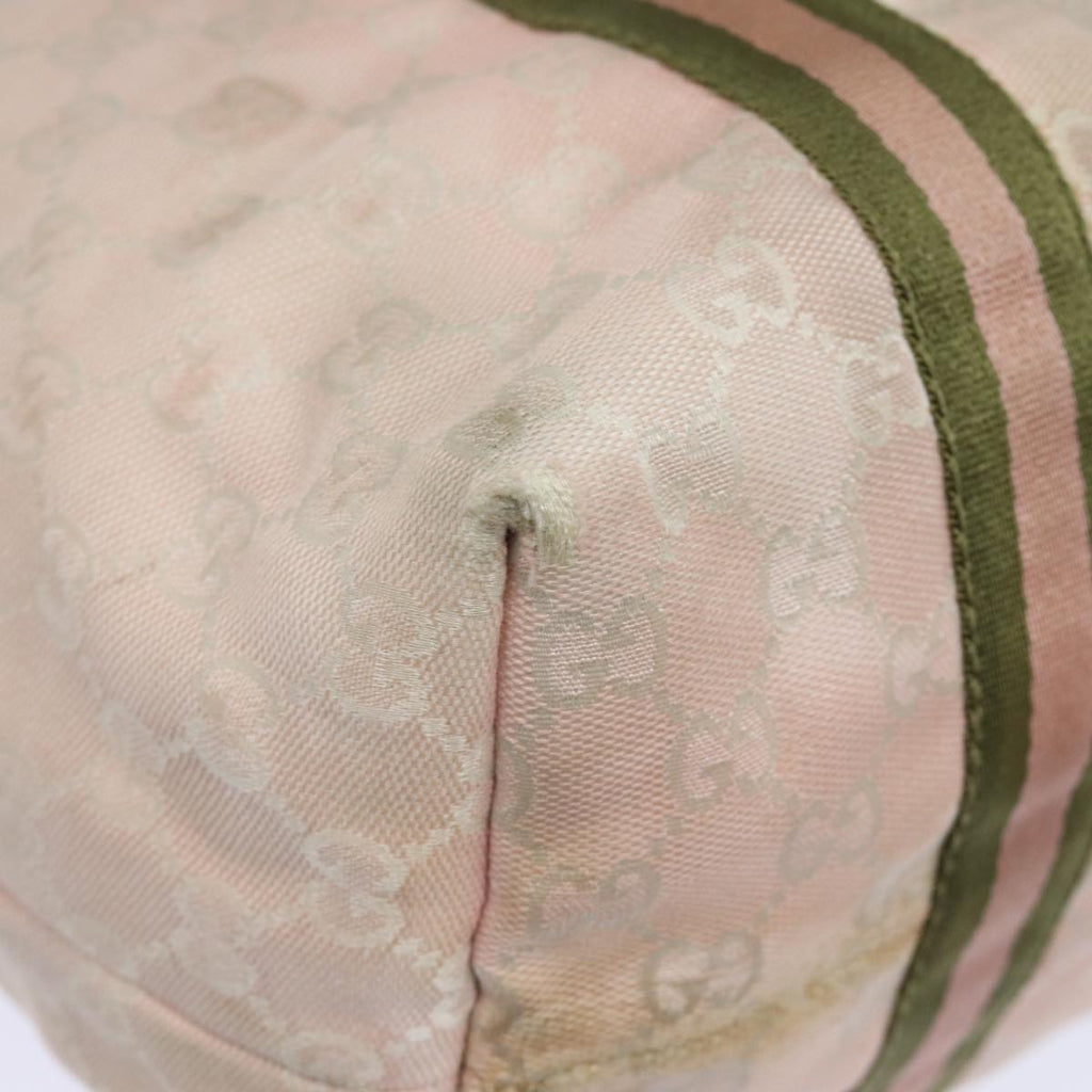GUCCI GG Canvas Sherry Line Tote Bag Khaki Pink 139260 77690