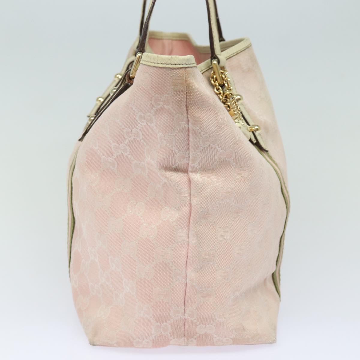 GUCCI GG Canvas Sherry Line Tote Bag Khaki Pink 139260 77690