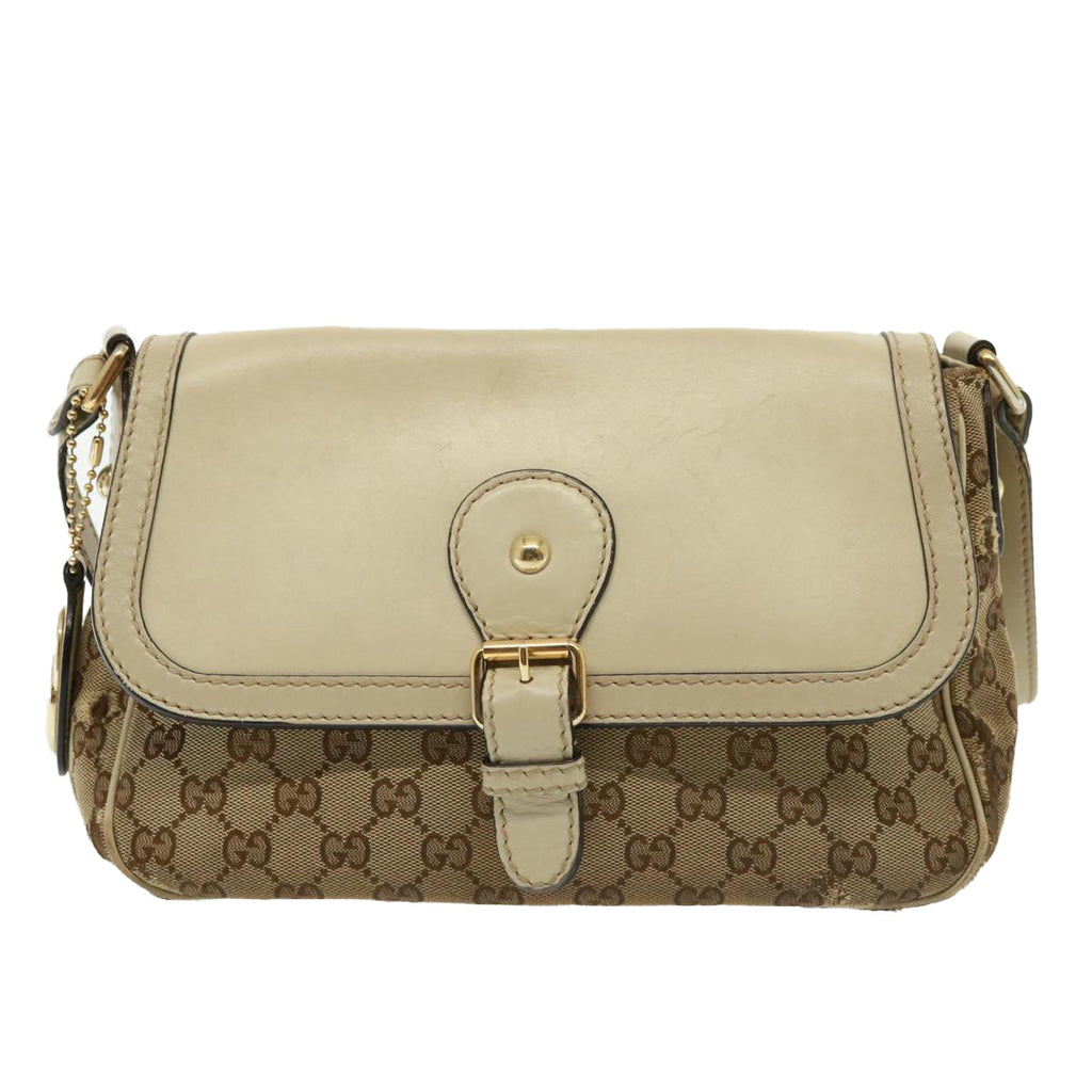 GUCCI GG Canvas Shoulder Bag Beige 308452 77733