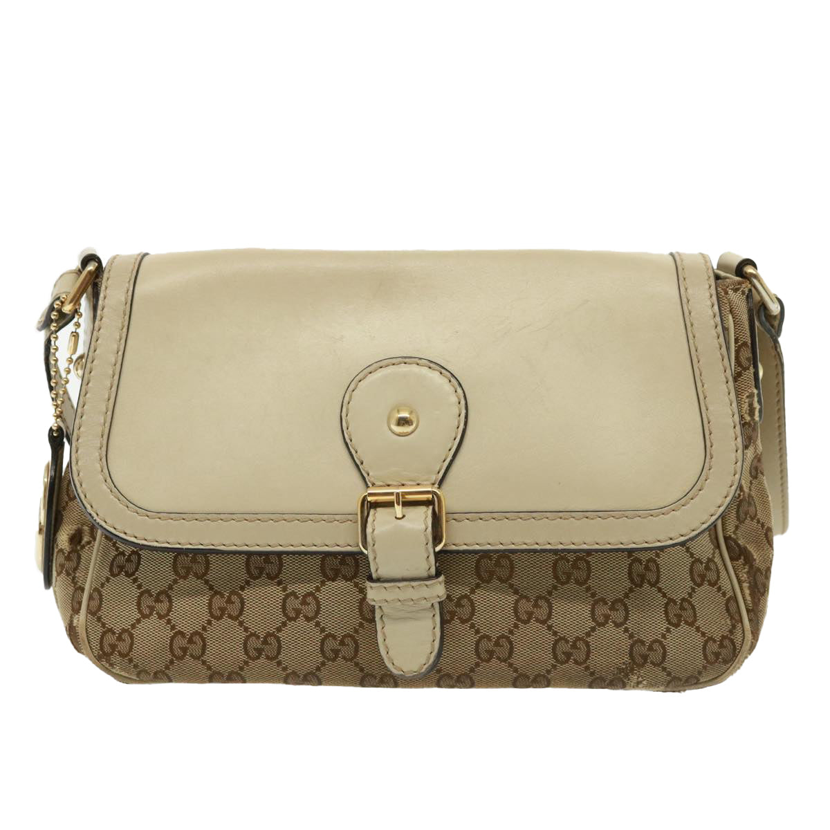 GUCCI GG Canvas Shoulder Bag Beige 308452 77733